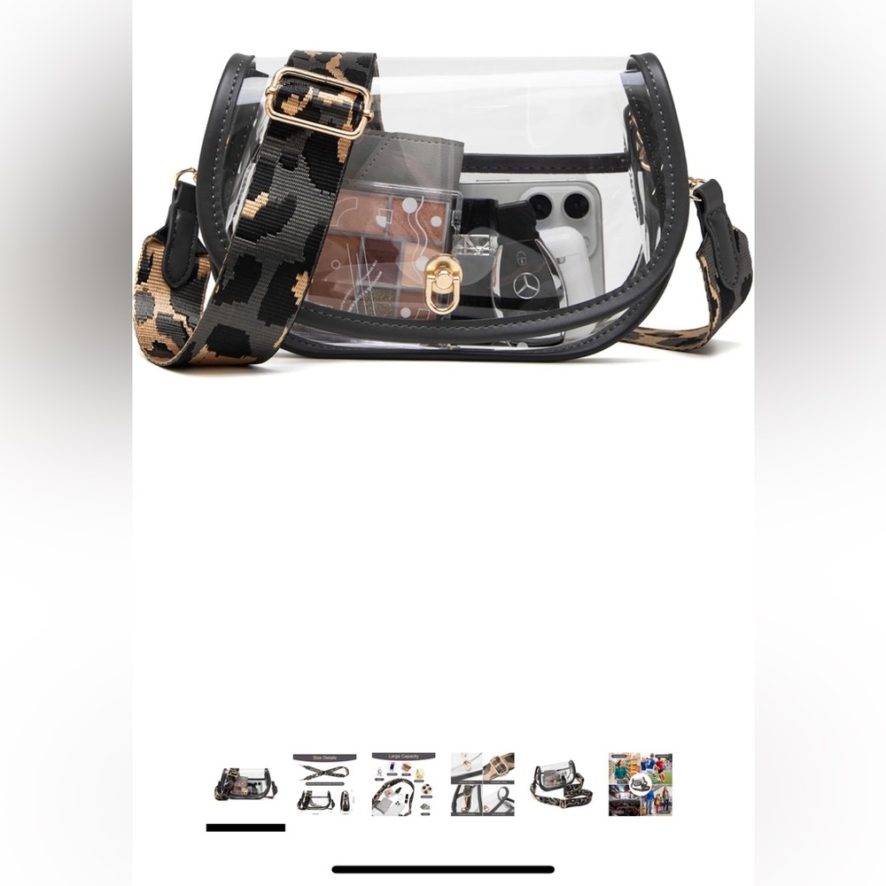 Clear Crossbody Bag with Black and Gold Accents